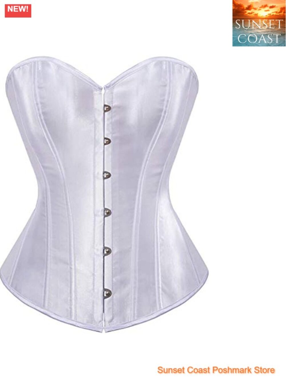 Satin Overbust Corset Top Waist Cincher Bustier Lace-Up